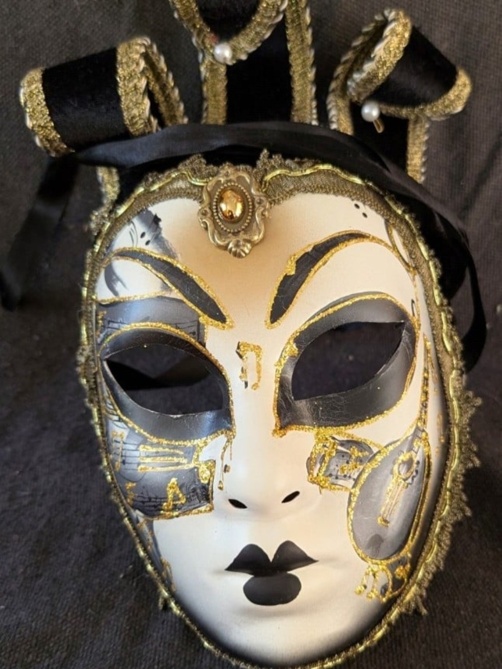 Black & Gold Venetian-Inspired Women's Face Mask